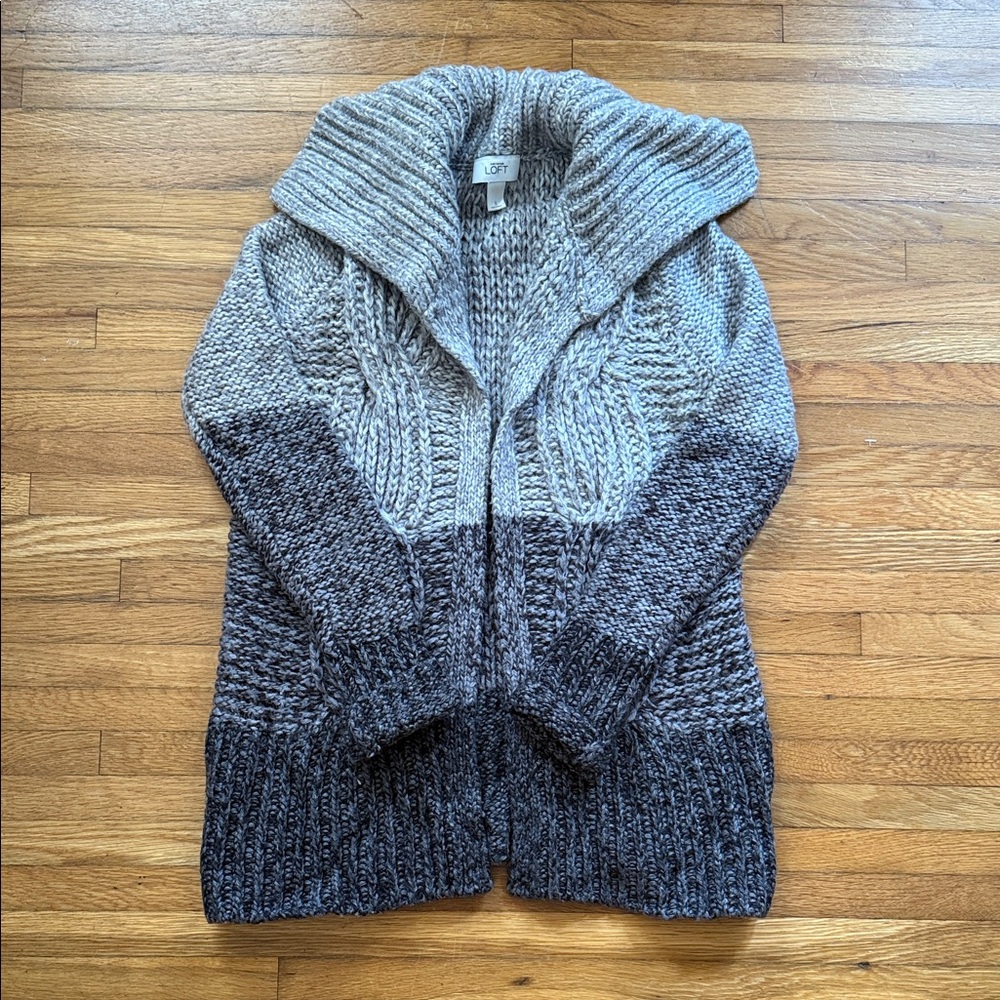LOFT Heathered Gray Knit Sweater